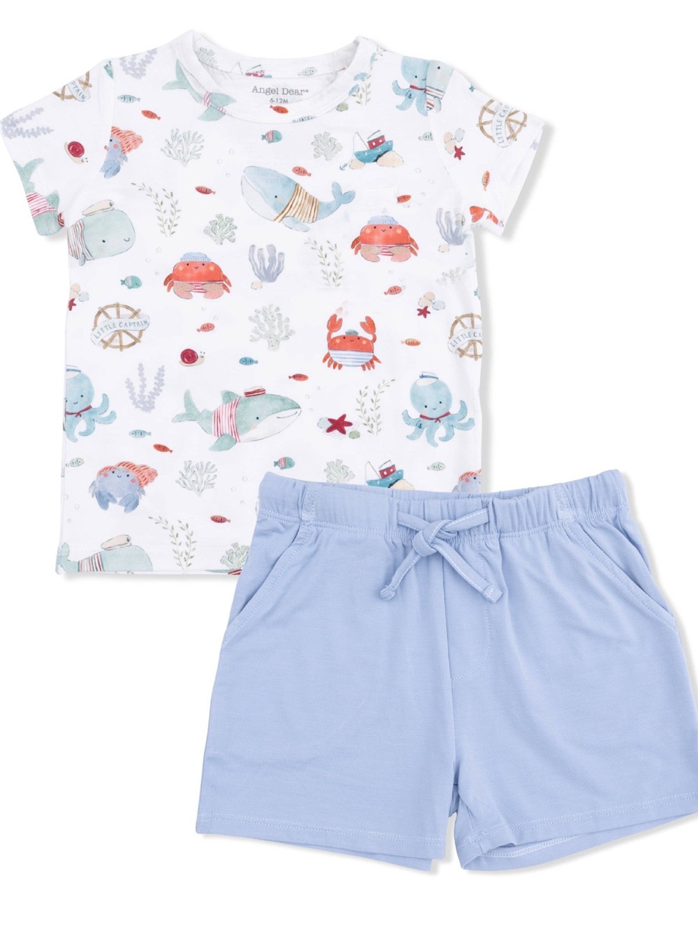 Angel Dear Sailor Sea Life T ShirtSet with Blue Shorts Set 4T